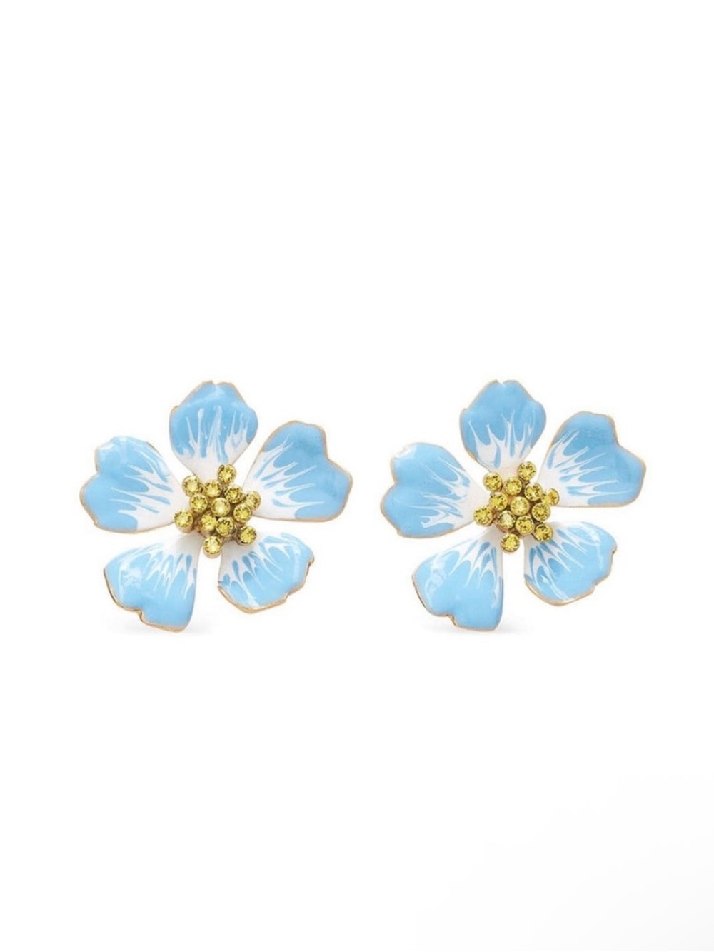 OSCAR DE LA RENTA Crystal Enamel Flower Drop Earrings